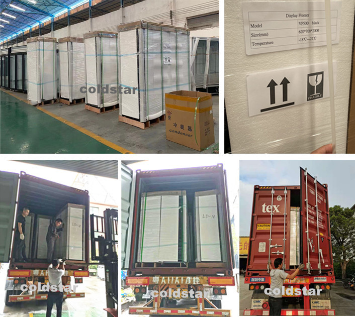 800L Glass Double Door Upright Display Freezer