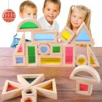 Acrylic Educational 24pcs Rainbow Building Blocks For Kids Gift