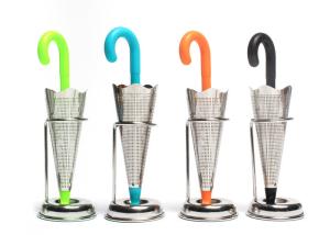 Quality Stainless Steel 304 Umbrella Shape Silicone Tea Bag Strainer with Stand Coffee Tea Filter wholesale