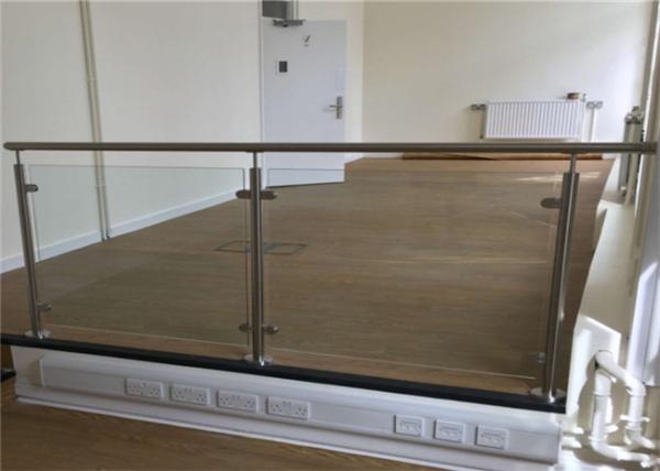 Balcony Stainless Steel Glass Balustrade , Stainless Steel Railing With Glass