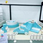 White Blue Inflatable Soft Play Equipment Wedding Bounce House Bouncy Castle