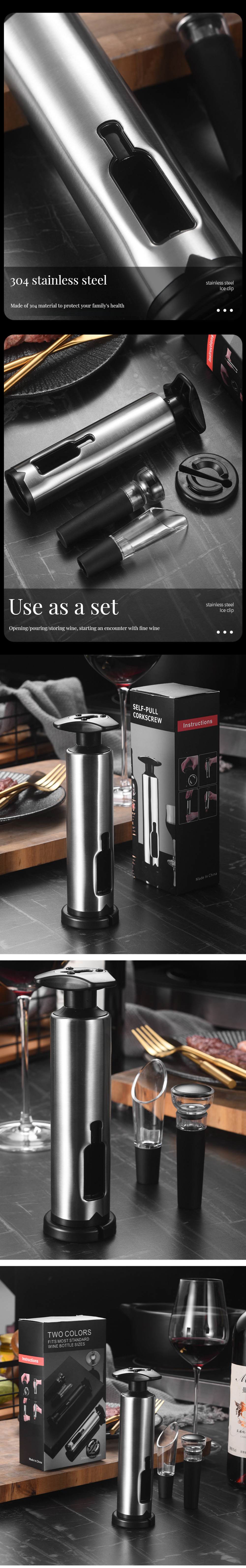 Function Opener Bottle Open Wine Bottle with Rechargeable Battery Operated Corkscrew