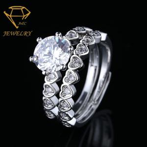Quality Two In One 925 Sterling Silver Diamond Ring Prong Setting wholesale