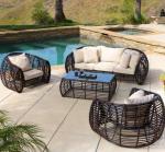 Leisure style PE rattan garden sofa set brown wicker sofa chair furnture