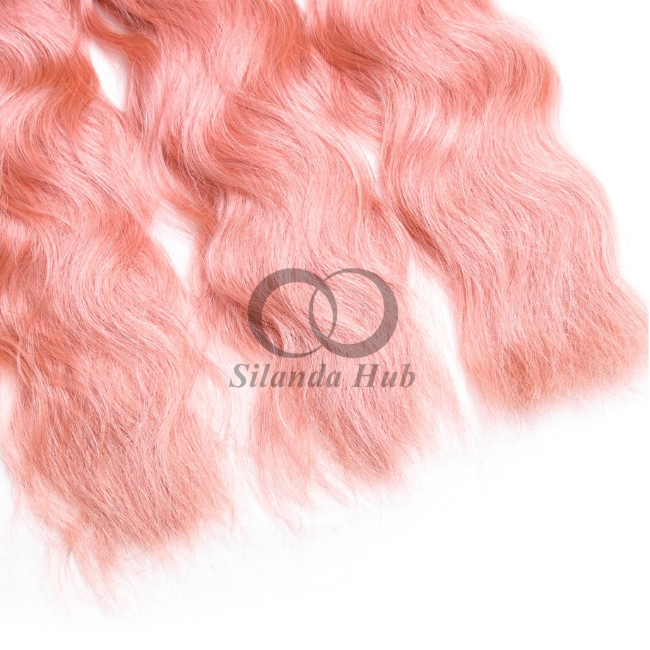 #T1B/Pink Natural Wave Remy Human Hair Bundles Sew In Weave Bundles Brazilian Bundle Deals