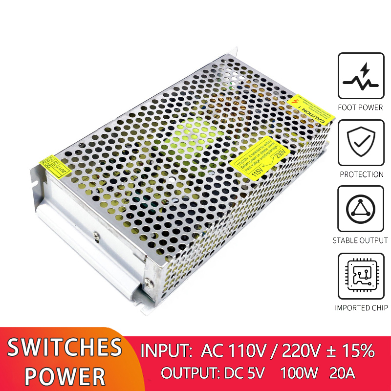 Constant Voltage Switch Power Supply 220V AC To DC 5V 20A 100W For LED Lighting