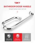 Stainless Steel 304 Shower Room L Type Door Handle Polished Chrome Shower Glass