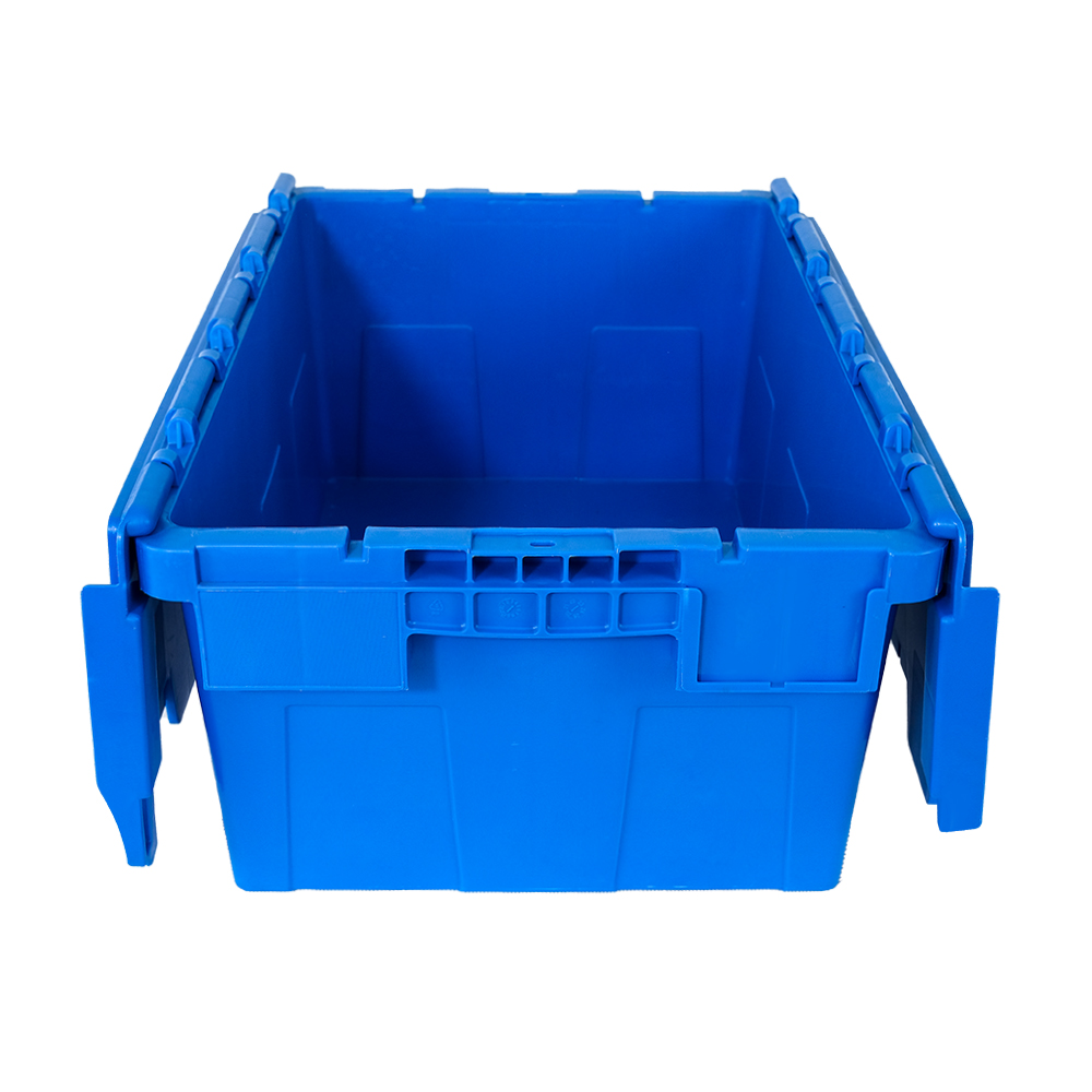 Attached Lid Crate Tote Plastic Moving Crate Transport Solid Box OEM ODM Acceptable