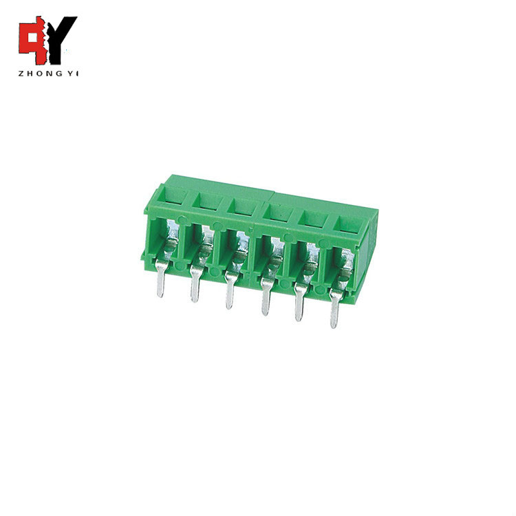 300V 5.0mm Pcb Mount Screw Terminal Right Angle HQ128R Brass Cage