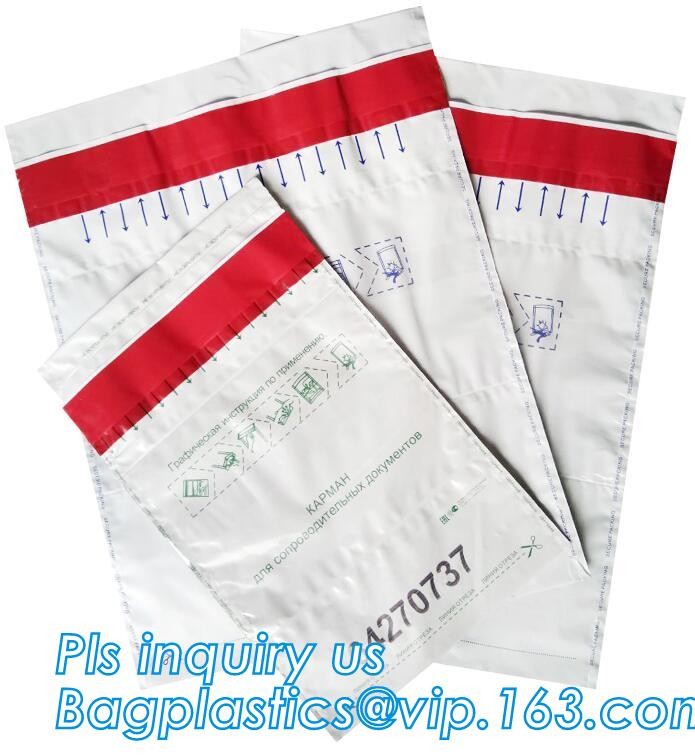 Opaque Tamper Evident Sealing Plastic Bank Money Steb Security Bag / Custom Self Adhesive Plastic Courier Bag, bagease