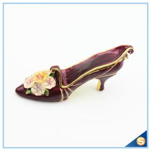 Quality Handmade Elegant High Heel Shoes Shape Trinket Box Beautiful Flower Jewelry Box For Women's Gift SCJ626 wholesale
