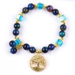 Healing Natural Crystal 8mm Rainbow Tiger Eye Tree Of Life Bead Bracelet For