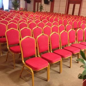 Quality Stackable Burgundy Banquet Chairs Iron Metal Banquet Room Chairs wholesale