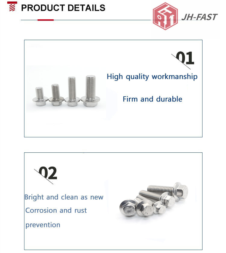 Stainless Steel DIN6921 Serrated Flange Bolts with Plain Finish and 100% Inspection