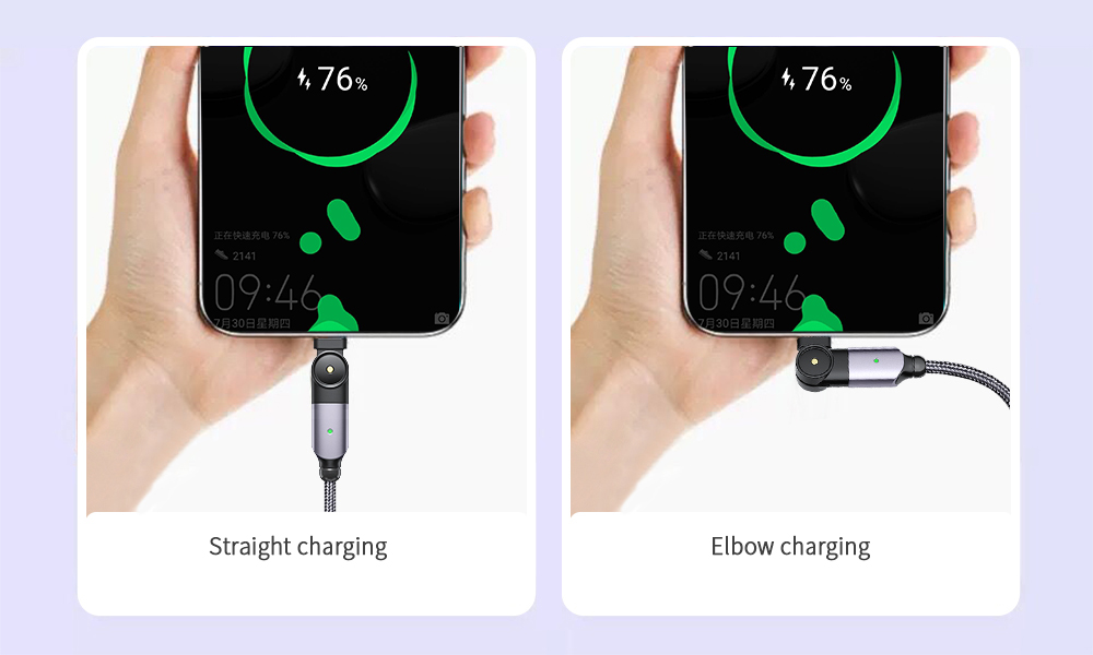 180 Rotate USB A To Micro B Cable Fast Charging LED Charger Data Cable