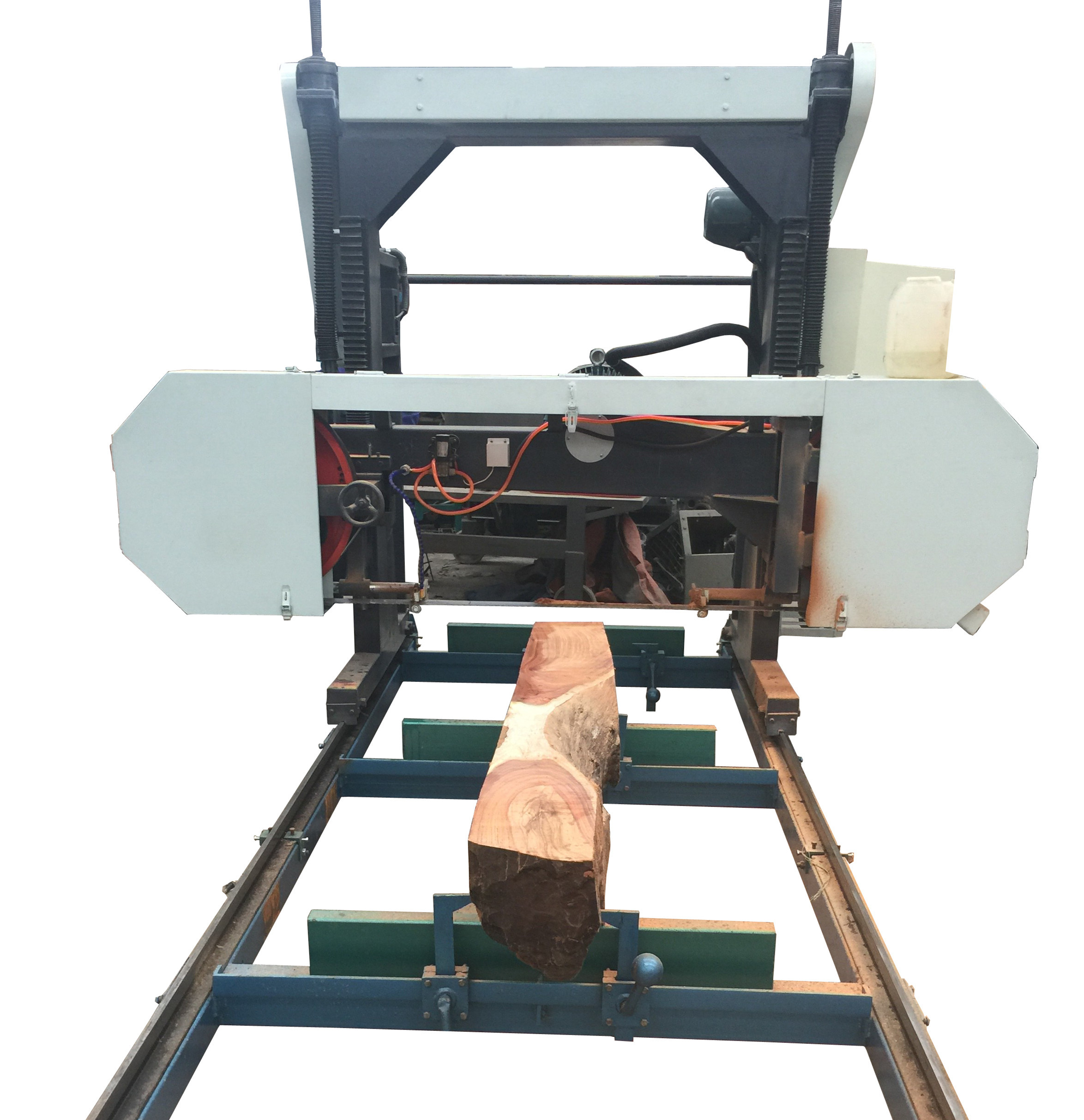 woodworking machinery portable Horizontal Band sawmill with hydraulic log loading arm