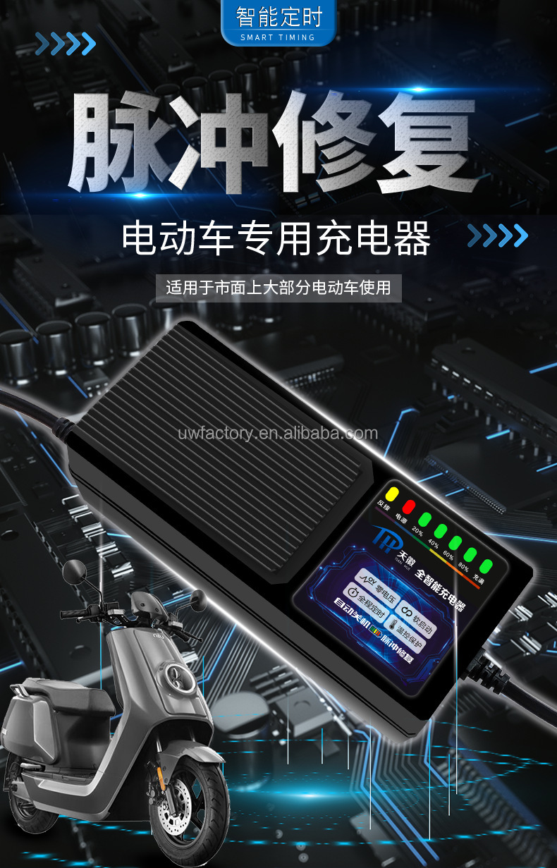 Electric Scooter Battery Charger 48V 20AH 60V 20AH 24V 20AH 36V 20AH with Input Voltage of 220V AC and CE FCC 3C Certification