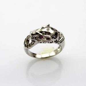 Quality Designer Jewelry Pave Cubic Zircon 925 Silver Leopard Ring(R210) wholesale