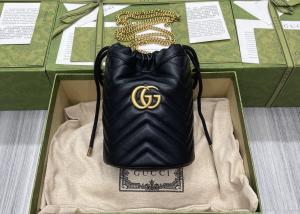 Quality GG Marmont Mini Bucket Bag Authentic Cowhide Outside Two Splicing Colors wholesale