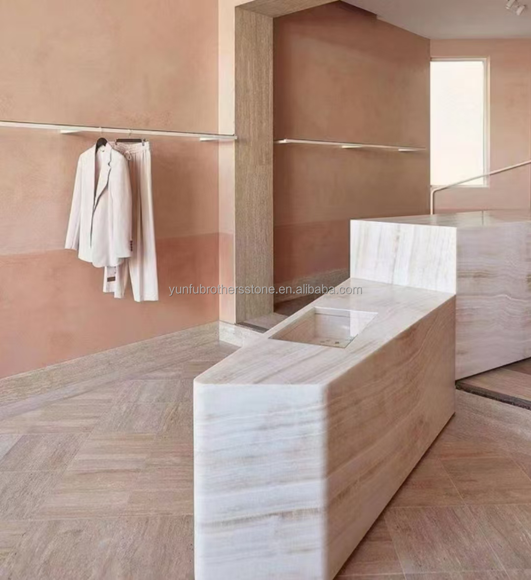 Modern Design Hotel Bathroom Wall Panel with Backlit Natural Stone White Onyx Marble