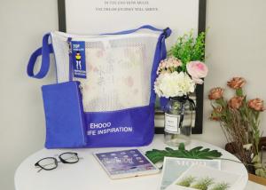 Quality Mesh Cloth Splicing Recyclable Tote Bag , Canvas Cross Body Bag With Metal Buckle wholesale