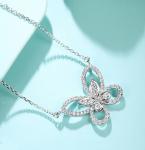 0.45ct 18K Gold Diamond Necklace 3.8g White Gold Diamond Butterfly Necklace