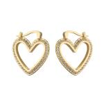 Women 24K Gold Jewelry Plated ODM Zircon Heart Diamond Hoop Earrings