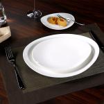 16 Piece Irregular White Porcelain Dinnerware Sets frosty gold plating for cafes