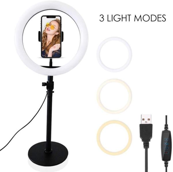 Selfie Ring Light with Stand, Phone Holder for Makeup Live Stream Video