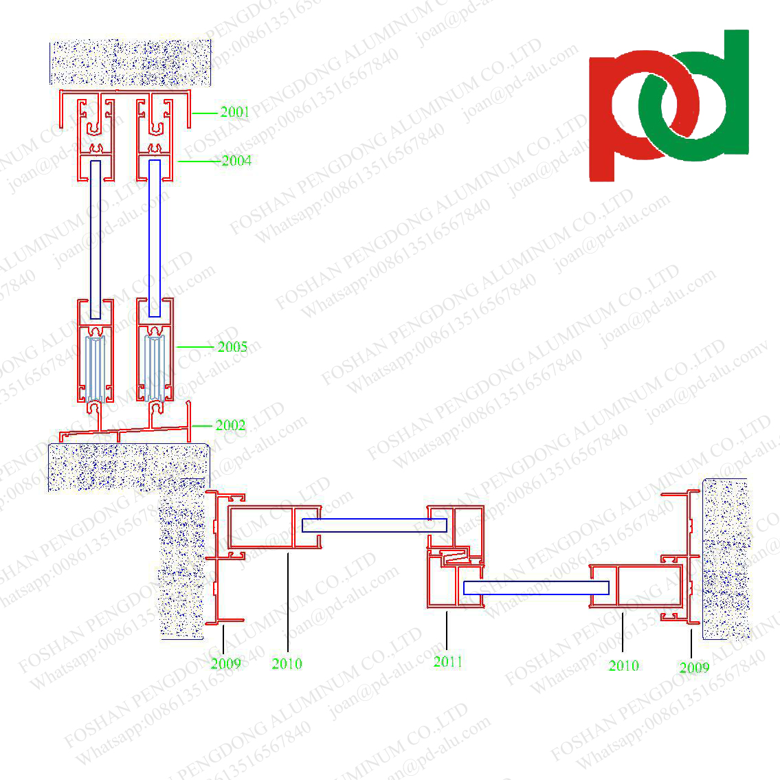 1.3mm RAL Sliding Aluminium Window Profiles For Linea 20 Linea 25