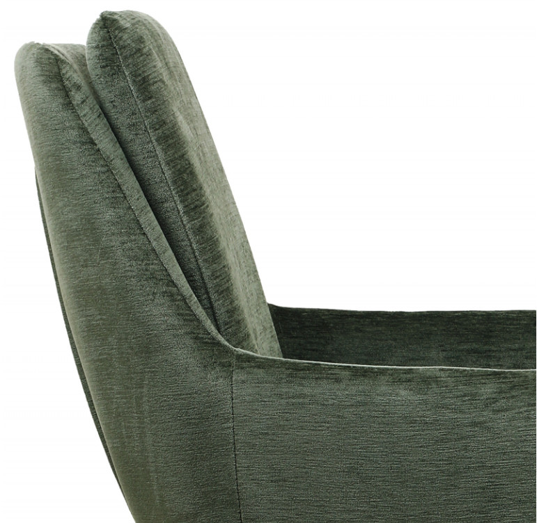 Green Linen Comfortable Dining Room Chair Height Adjustable With Armrest In Black Leg