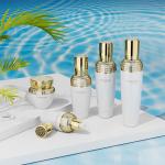 Pearl White Cosmetic Bottle Set 30ml 100ml Hyaluronic Acid Glass Skincare
