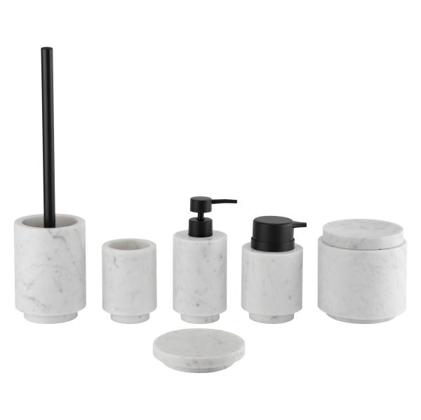 Round Kalala White Marble Bathroom Accessories Sets Marble Soap Dispenser Set