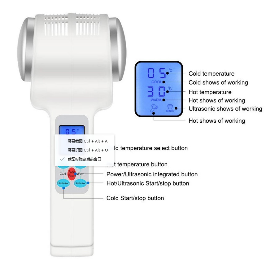 Ultrasonic Cryotherapy Hot Cold Hammer Lymphatic Massager Beauty Salon Equipment