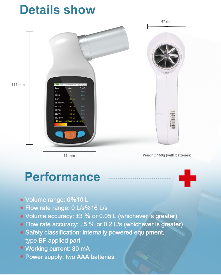 CONTEC SP70B USB CE Color Display Spirometer Hot Handheld Spirometry Bluetooth Lung Volumetric Device