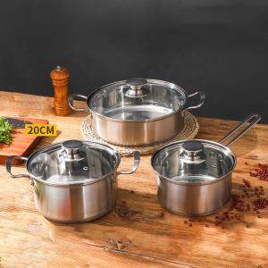 Quality OEM/ODM Kitchen Cookware Cooking Soup Pot Set Stainless Steel Ollas Cookware Sets With Glass Lid wholesale