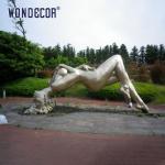 Outdoor Park Large Cast Stainless Steel Sculpture Metal Reclining Naked Beauty