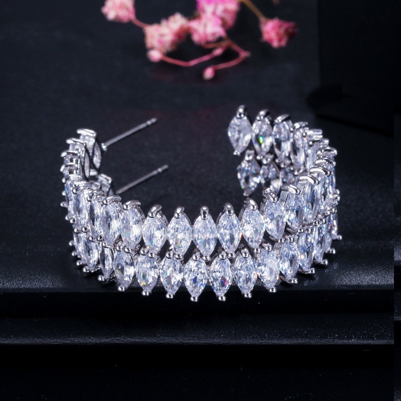 Cubic Zirconia Earrings for Women Engagement Wedding Luxury Inlay Brilliant CZ Stone Earring Jewelry