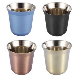 Quality Custom Print 80ml 160ml Double Wall Stainless Steel Coffee Mug Travel Stainless Steel Espresso Cups Small Size Easy To Hold And Clean wholesale