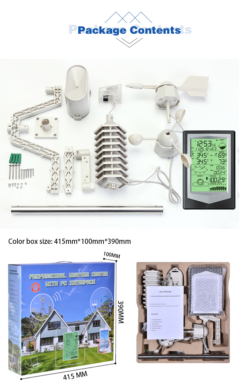 Weather Station With Outdoor Wind Speed And Direction Sensor