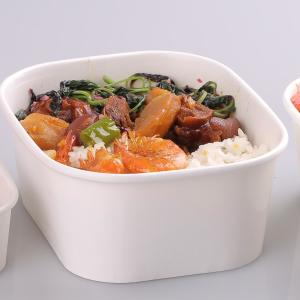Quality 1000ml Food Grade White Color Biodegradable Square Paper Bowl For Soup Salad wholesale