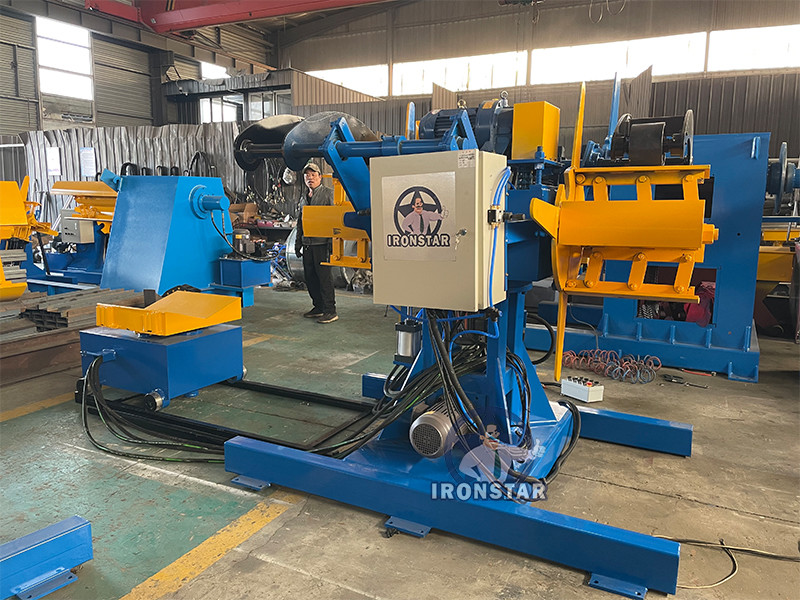 5 ton 500mm width double head hydraulic decoiler with car