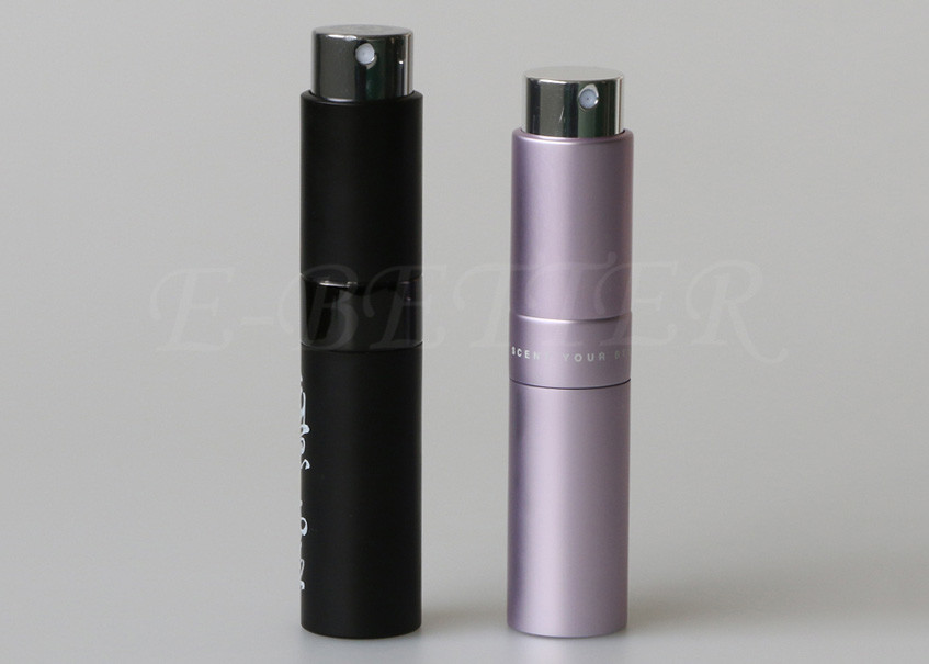 Round Metal 5ml Refillable Twist And Spritz Atomiser Travel Perfume Bottle Twisted Matte Silver Color