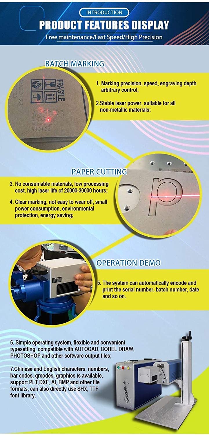 KEYILASER Portable Model 30W 60W DAVI Co2 Laser Marking Machine on Wood Metal Plastic Tube Acrylic Leather
