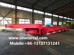 3 Axles Low Bed Semi Trailer 50-60 Tons Hydraulic Type Ladder Red