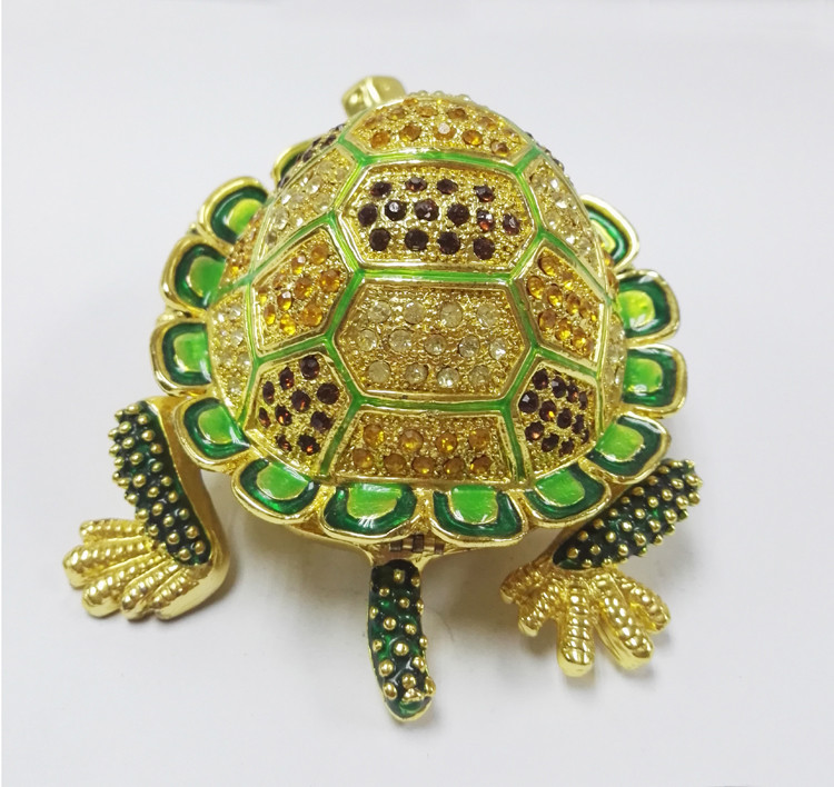 Custom Turtle shape zinc alloy gift jewelry boxes turtle trinket box jewelry box
