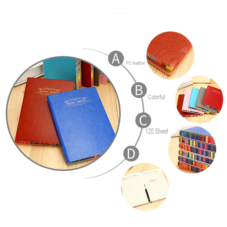 2 Colors Memo Pads Style Custom A5 Hardcover PU Leather Journal Planner Printing