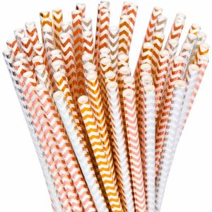 Quality Sturdy Metallic Paper Straws Long Lasting Customized Logo Used In Juice Beverage wholesale
