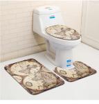 Three Piece Bathroom Mat Toilet Carpet Set 3D Dolphin Printed
