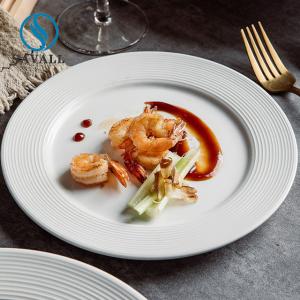 Quality Simple Nordic Porcelain Steak Plate Plain White , LFGB Steak Serving Dish wholesale